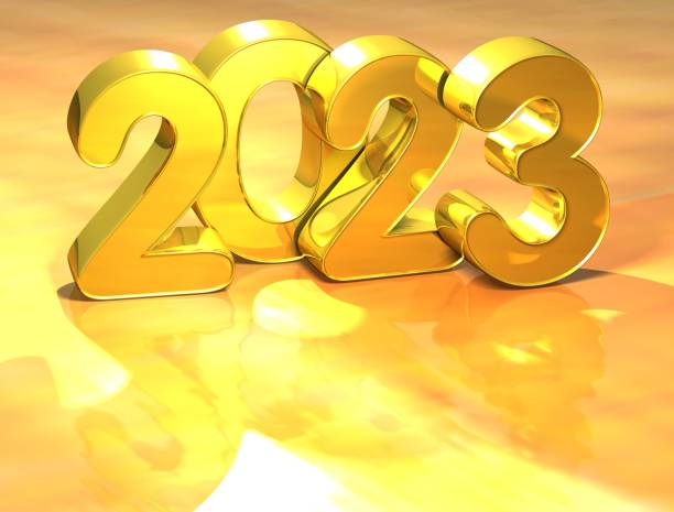 3D Gold New Year 2023 on white background